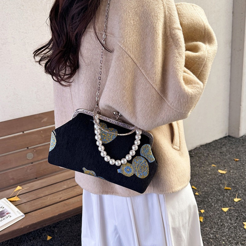 Damen elegante Handtasche mit funkelnden Perlenakzenten Nord Taschen