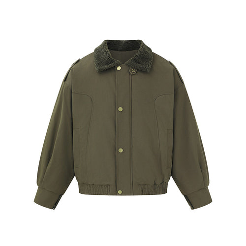 Damen Kurz geschnittener Boxy‑Blouson mit Teddykragen und Schulterlaschen Nord Taschen