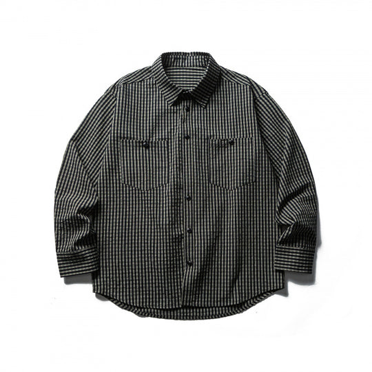 Herren Boxy-Overshirt aus leichter Baumwollmischung mit feinem Karomuster und Brustklappentaschen Nord Taschen