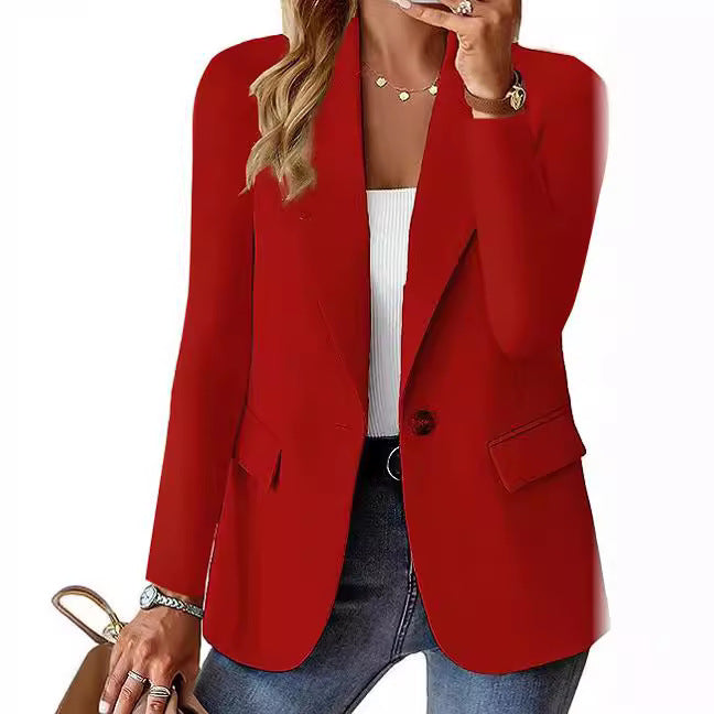 Damen Eleganter Casual Blazer mit modernen Taschen und dezentem Knopf