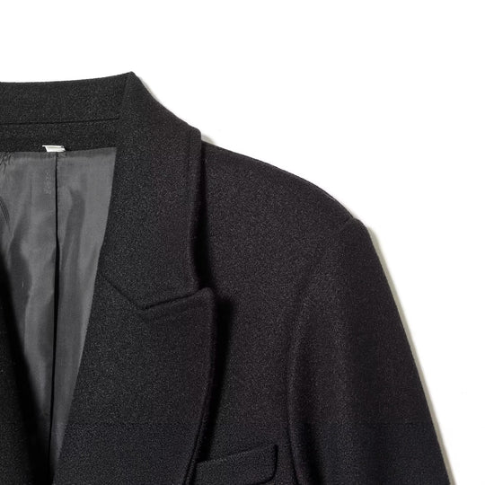 Damen Langer Doppelreihiger Mantel mit schmaler Taillierung und Schalkragen Nord Taschen