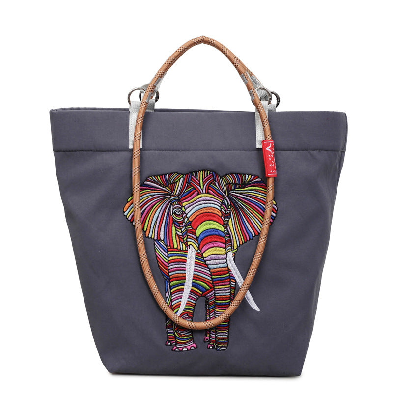 Damen Freizeit Tote Tasche mit buntem Elefantenmotiv Nord Taschen
