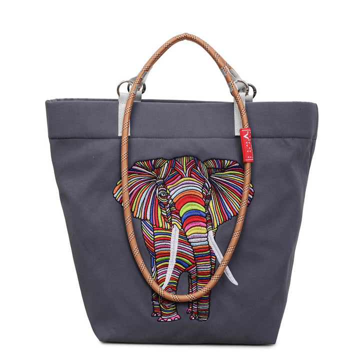Damen Freizeit Tote Tasche mit buntem Elefantenmotiv Nord Taschen