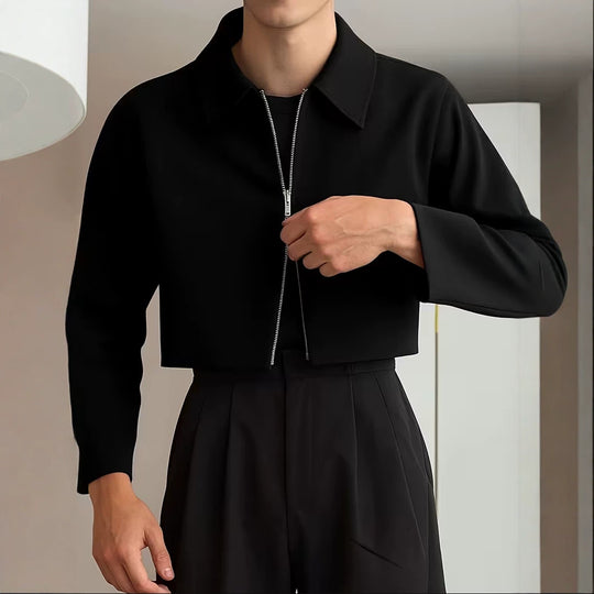 Damen Cropped Jacke mit Hemdkragen und durchgehendem Reißverschluss Nord Taschen