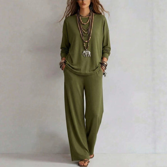 Damen Loungewear-Set mit weitem Bund und Oversize-Langarmshirt Nord Taschen