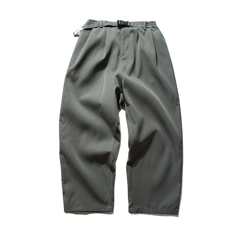 Herren Weitgeschnittene Relaxed-Hose mit elastischem Bund, Bundfalten und integriertem Webgürtel Nord Taschen