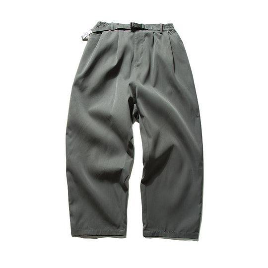 Herren Weitgeschnittene Relaxed-Hose mit elastischem Bund, Bundfalten und integriertem Webgürtel Nord Taschen