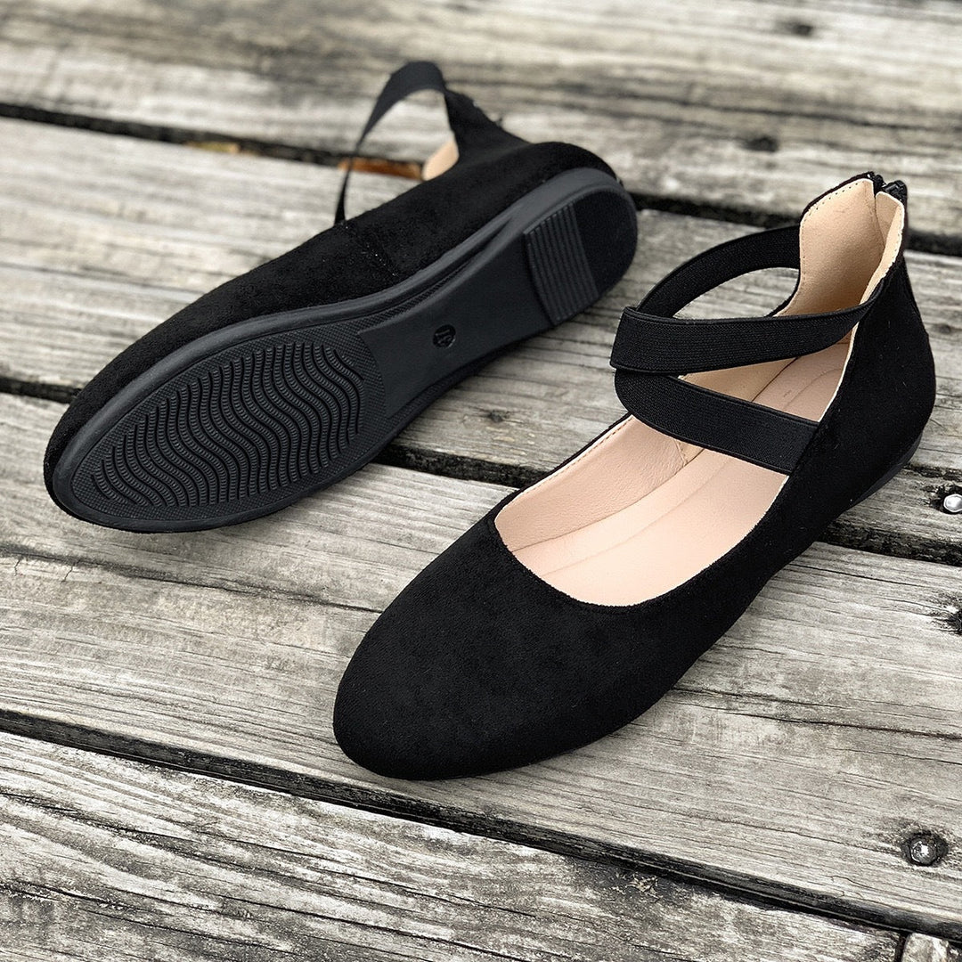 Damen Ballerina mit elastischen Riemen und komfortablem Fußbett Nord Taschen