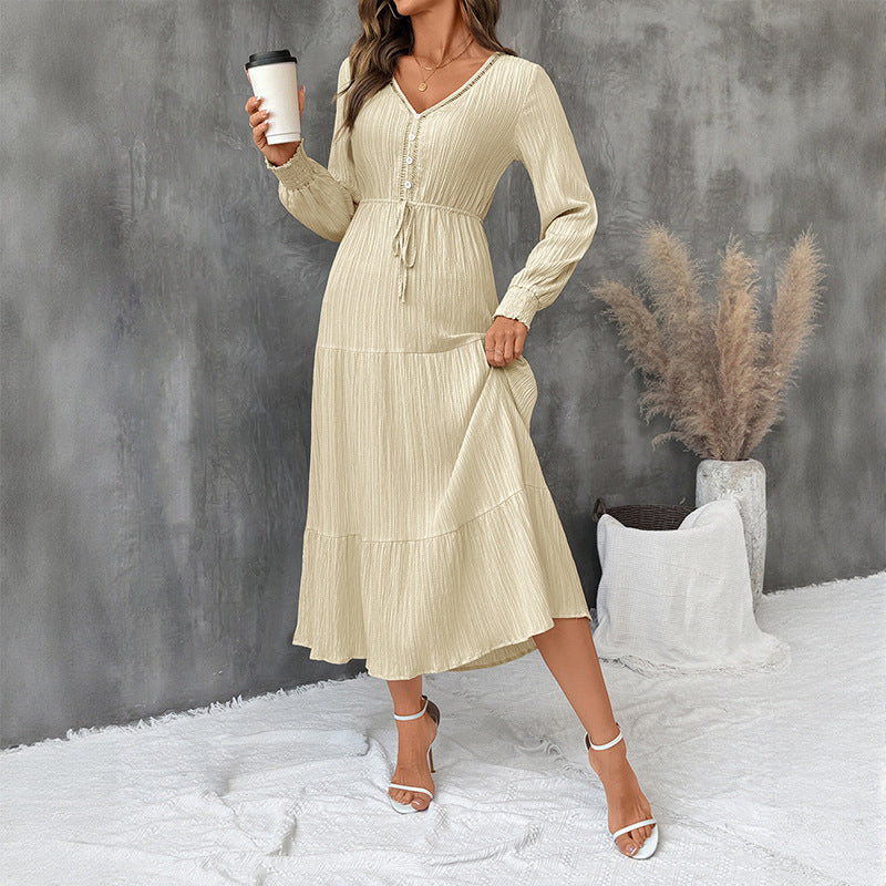 Damen Langes Wickelkleid mit Taillenbindung Nord Taschen