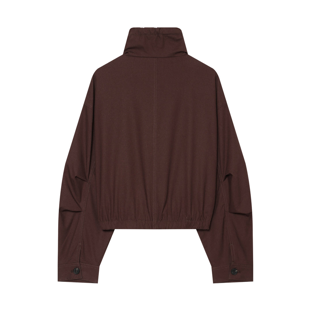 Damen Cropped Utility‑Blouson mit hohem Stehkragen, Tunnelzugbund und Pattentaschen Nord Taschen