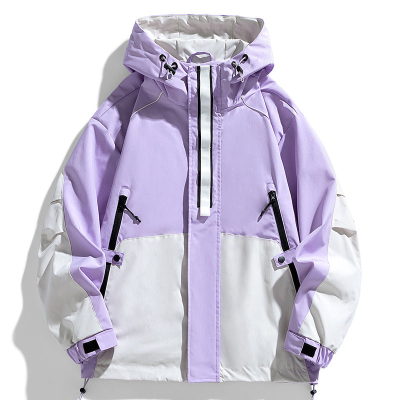 Unisex Leichte zweifarbige Wind- und Regenjacke mit Kapuze, Kordelzug und Reißverschlusstaschen Nord Taschen
