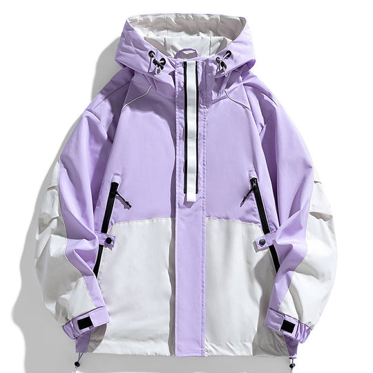 Unisex Leichte zweifarbige Wind- und Regenjacke mit Kapuze, Kordelzug und Reißverschlusstaschen Nord Taschen