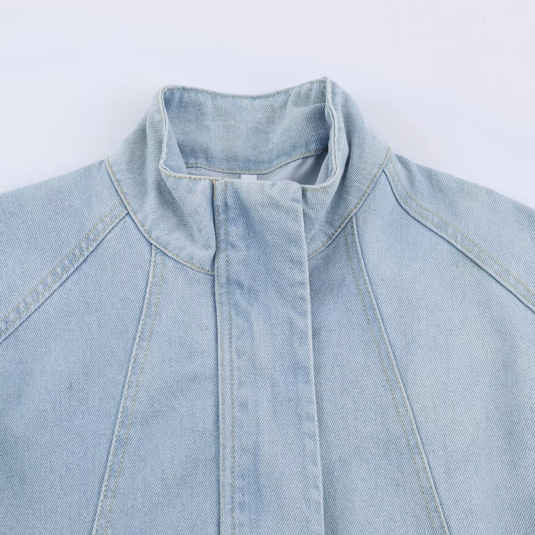 Damen Kurzjacke aus leichter Denim‑Qualität mit Raglanärmeln und verdeckter Verschlussleiste Nord Taschen
