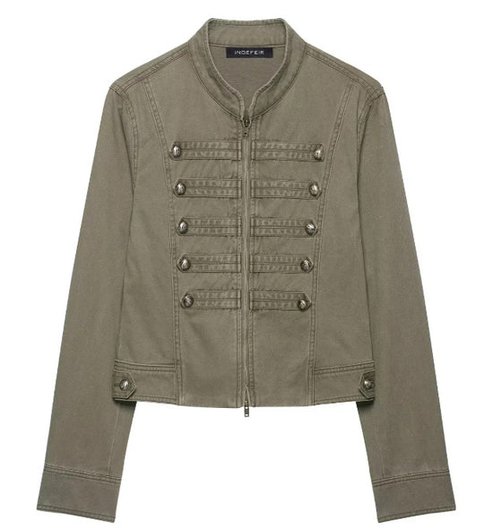 Damen Kurzblouson im Boxy‑Cut mit hohem Stehkragen, verdecktem Reißverschluss und elastischem Saum Nord Taschen