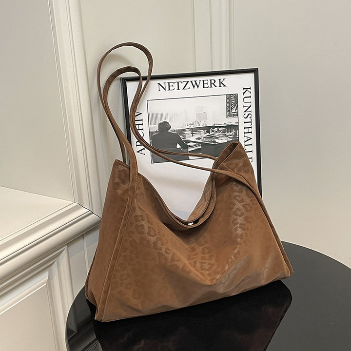 Damen Hobo-Tasche aus weichem Wildleder mit elegantem Leopardenmuster Nord Taschen
