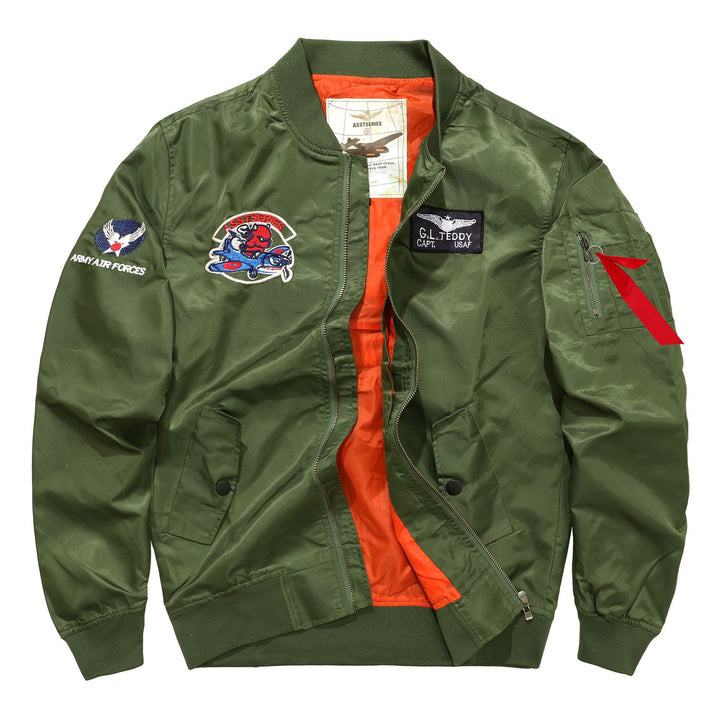 Men's  military patch nylon pilot bomber jacket Nord Taschen