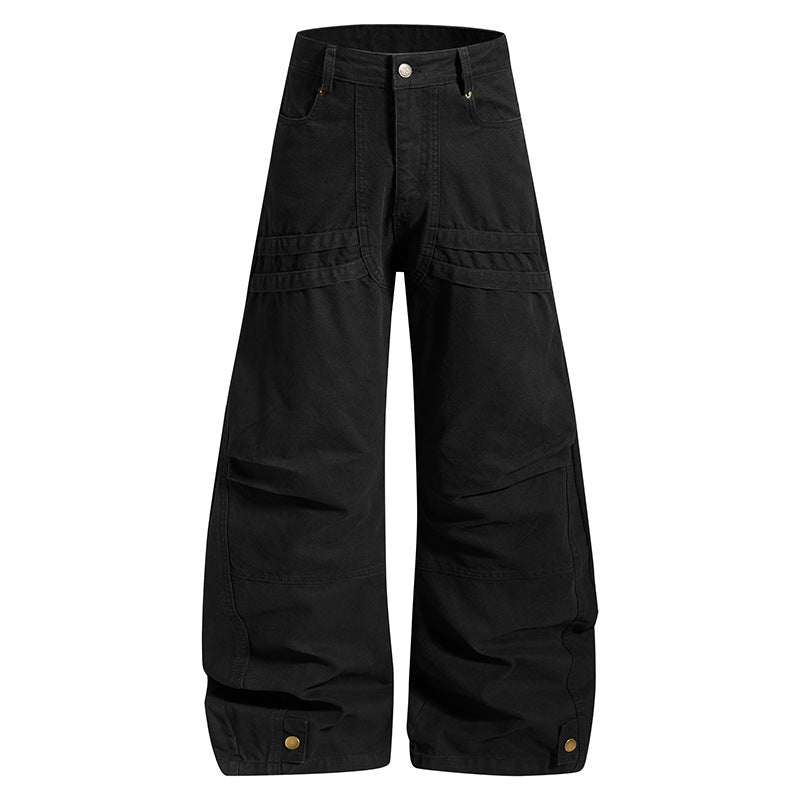 Damen Weite High‑Waist Cargo‑Hose mit verstärkten Kniepaneelen und verstellbarem Saum Nord Taschen