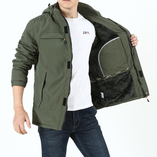 Herren Leichter Softshell-Parka mit Fleecegefütterter Kapuze und Multifunktions‑Taschen Nord Taschen