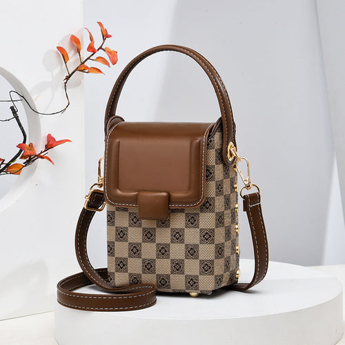 Damen elegante Umhängetasche mit luxuriösem Karomuster und funktionalem Klappenverschluss Nord Taschen