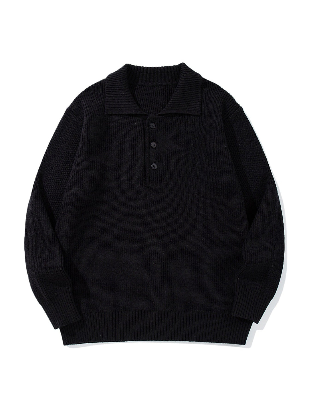 Herren Gerippter Polokragenpullover mit dreifacher Knopfleiste und Relaxed-Fit Nord Taschen