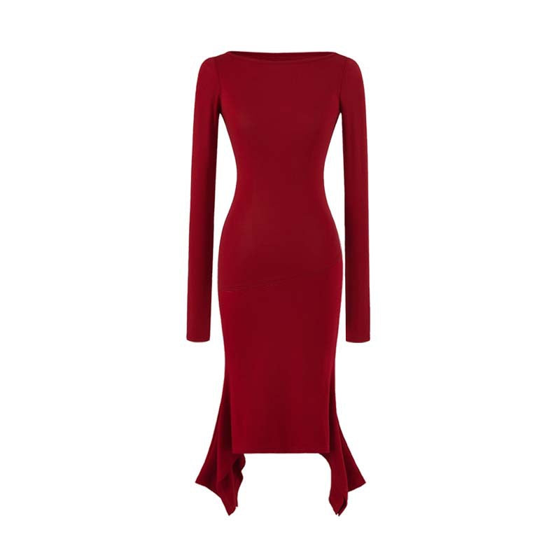 Damen Figurbetontes Midikleid mit asymmetrischem Zipfelsaum und Paneel-Design Nord Taschen