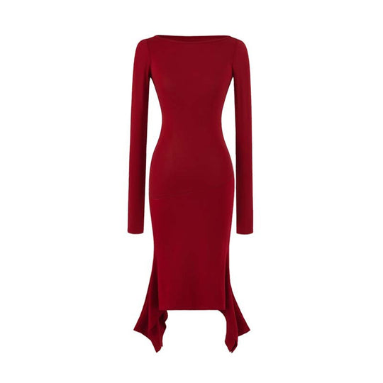 Damen Figurbetontes Midikleid mit asymmetrischem Zipfelsaum und Paneel-Design Nord Taschen