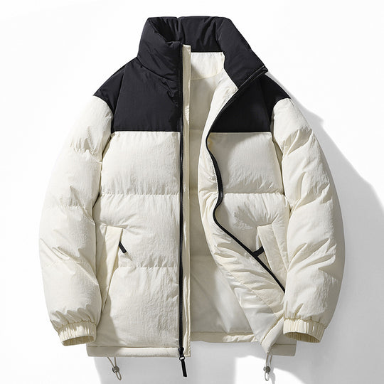 Herren Gefütterte Steppjacke mit hohem Kragen, Kordelzugsaum und Kontrastpaneel Nord Taschen