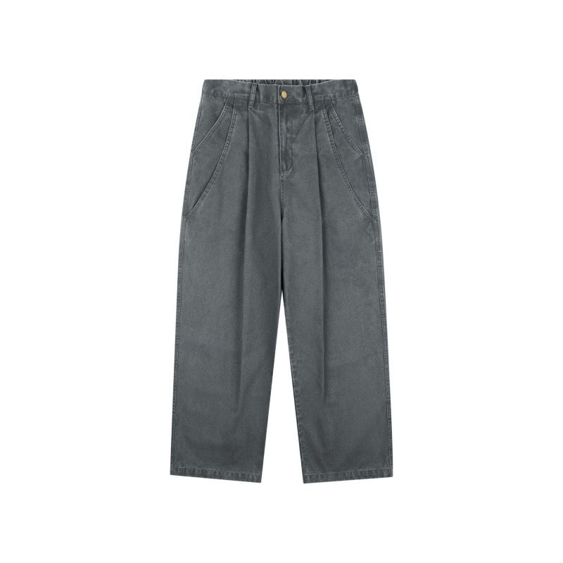 Damen Hochtaillierte Culotte-Hose mit weitem Bein, Bundfalten und soften Denimgriff Nord Taschen