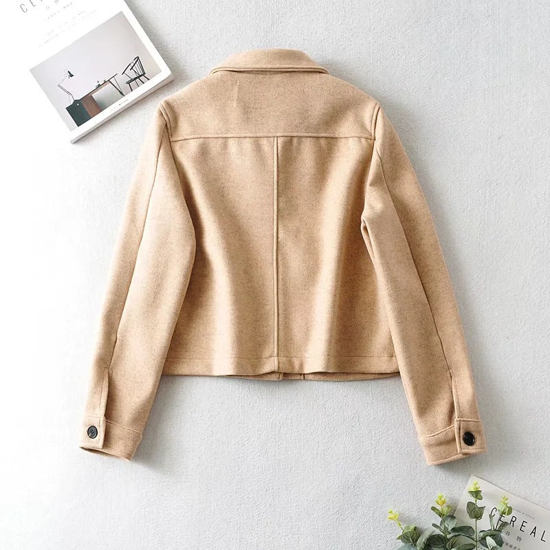 Damen Kurze Wollmix-Übergangsjacke mit aufgesetzten Pattentaschen Nord Taschen