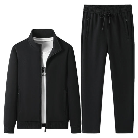 Herren Jogginganzug-Set aus Baumwollmix mit Stehkragen Reißverschlussjacke und Kordelbundhose Nord Taschen