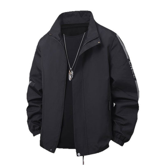 Herren Minimalistische technische Freizeitjacke mit hohem Kragen, verdecktem Reißverschluss und elastischen Bündchen Nord Taschen