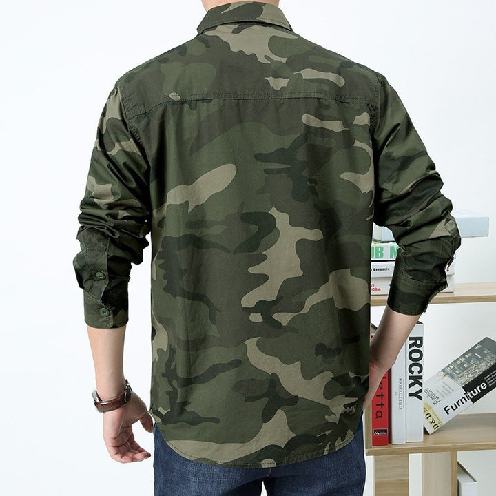 Herren  leichtes Camouflage-Utility-Hemdjacke mit doppelten Brustklappen, knöpfbarer Front und regular Fit Nord Taschen