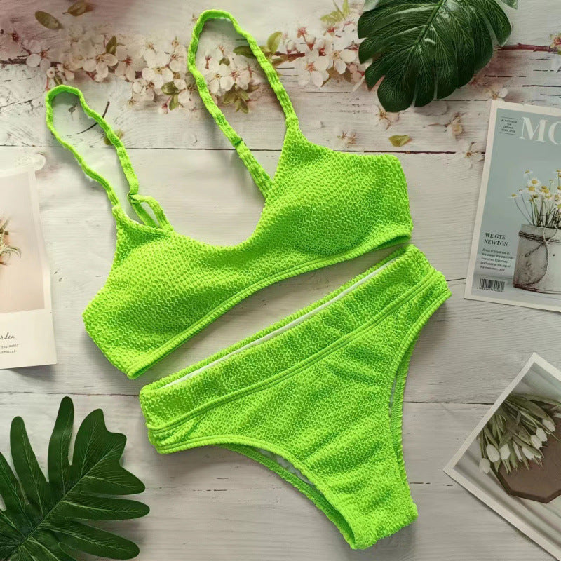 Damen Triangel-Bikini mit elastischem Wellenmuster und komfortablem Schnitt