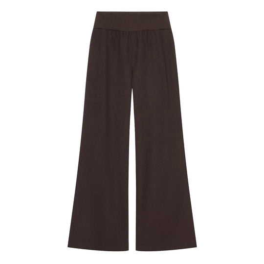 Damen Weite Jersey-Palazzohose mit hohem Rippbund und ausgestelltem Bein Nord Taschen