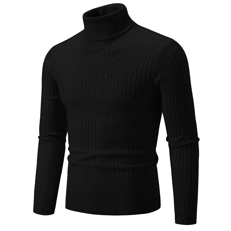Herren Rollkragenpullover mit Zopfstrick und schlanker Passform Nord Taschen