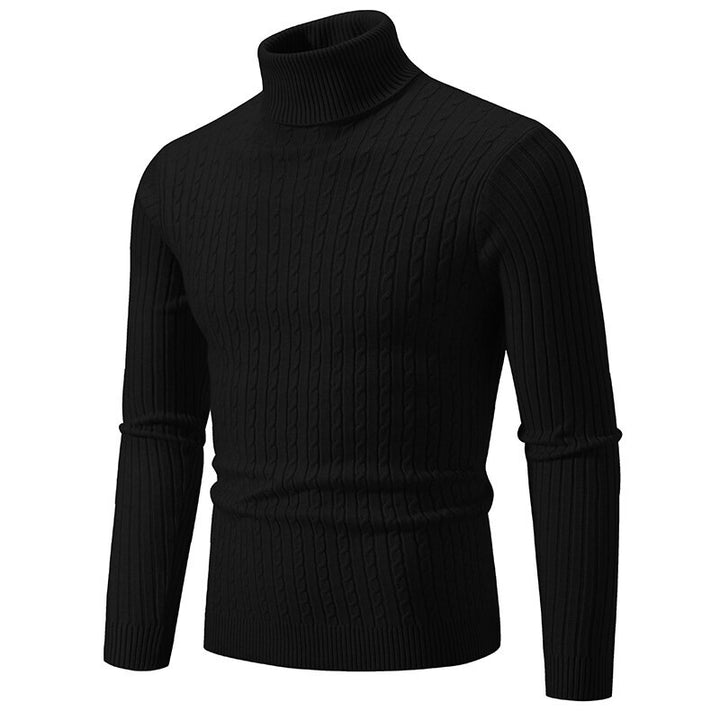 Herren Rollkragenpullover mit Zopfstrick und schlanker Passform Nord Taschen