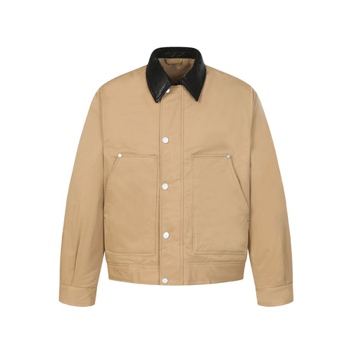 Unisex Kurzboxy gesteppte Blousonjacke mit kontrastierendem Lederoptikkragen Nord Taschen