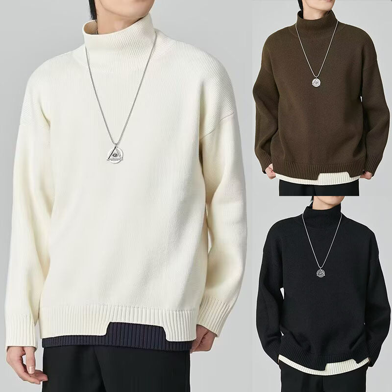 Herren Modischer Rollkragenpullover aus Grobstrick Nord Taschen