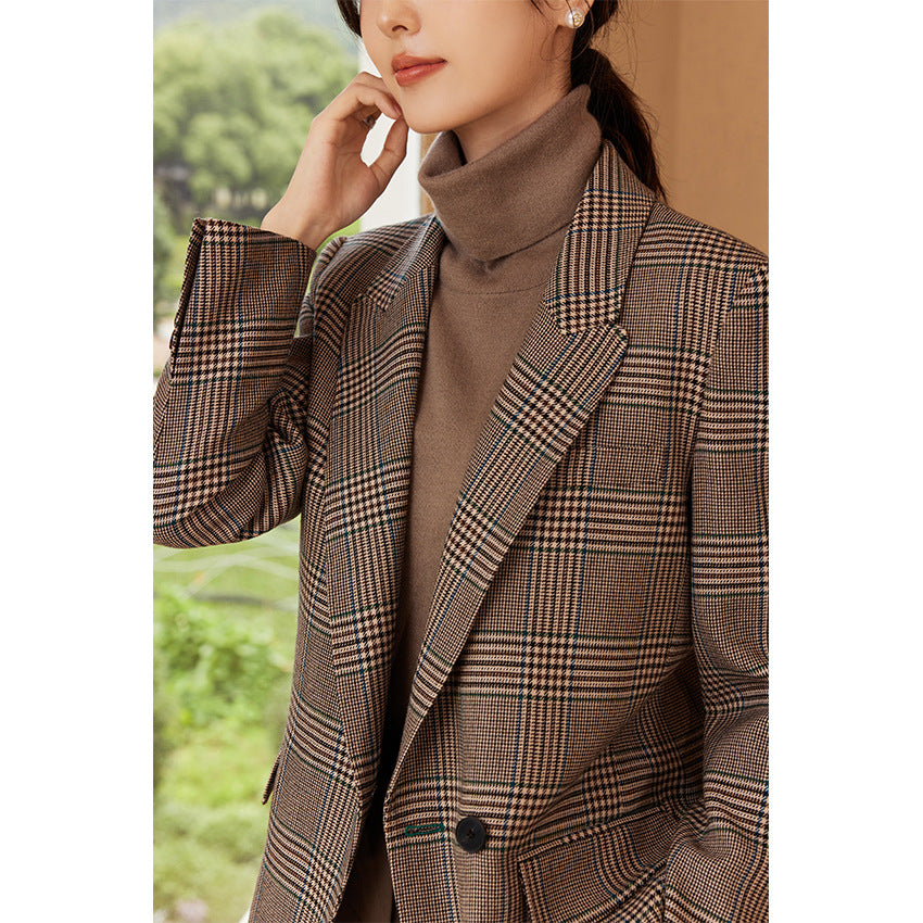Damen Glencheck Oversize-Blazer mit strukturierter Schulter und Pattentaschen Nord Taschen