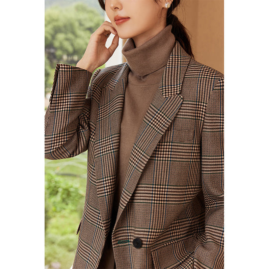 Damen Glencheck Oversize-Blazer mit strukturierter Schulter und Pattentaschen Nord Taschen
