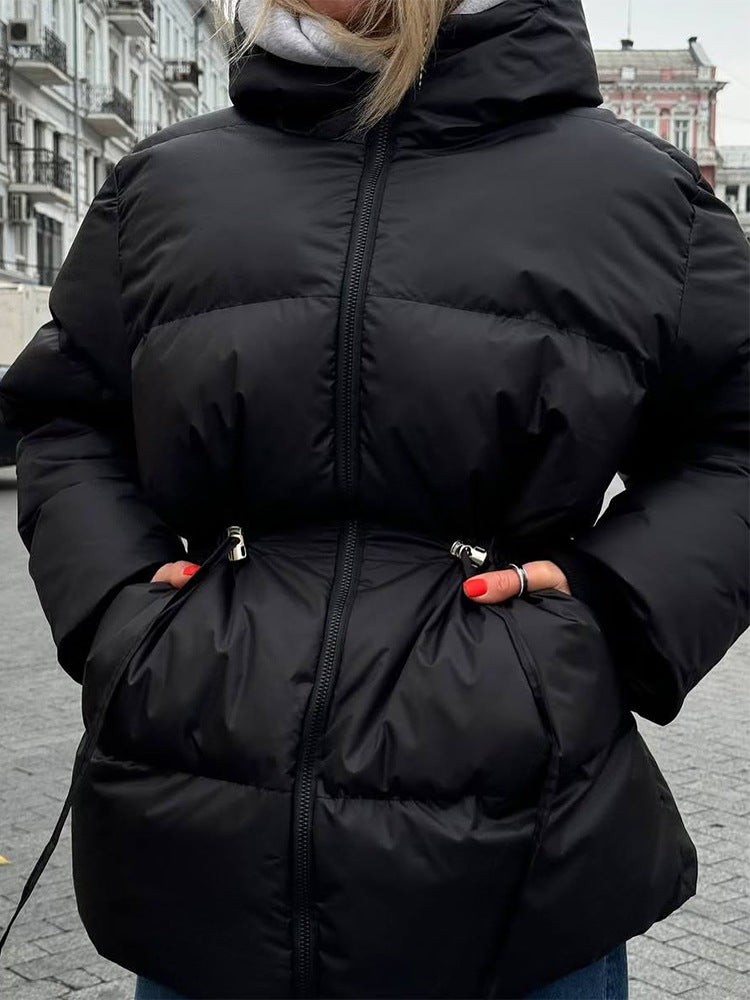 Damen Wattierte Taillierte Steppjacke mit Tunnelzug & hohem Stehkragen Nord Taschen