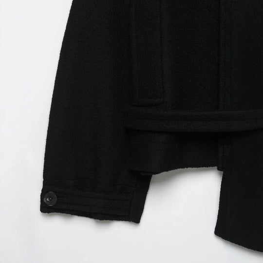 Damen Boxy-Capejacke in Wolloptik mit hoher Kragenblende und Knebelverschlüssen Nord Taschen