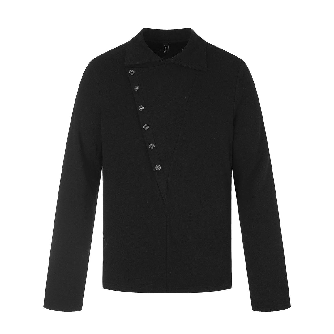 Herren Asymmetrische Hemdjacke mit Kentkragen und verdeckter Knopfleiste Nord Taschen