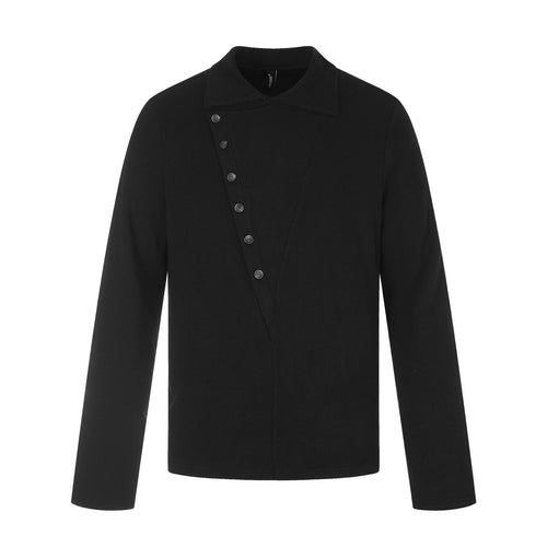 Herren Asymmetrische Hemdjacke mit Kentkragen und verdeckter Knopfleiste Nord Taschen