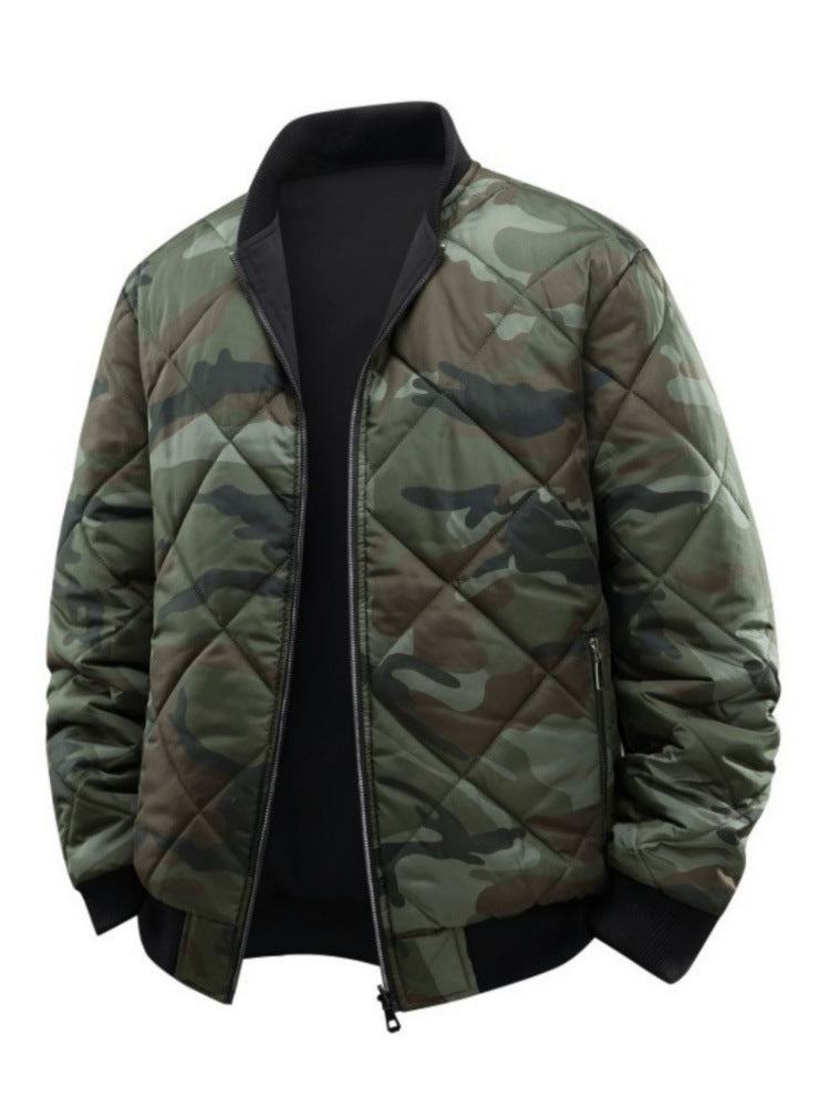 Herren Gestepptes Camouflage-Bomberjacke mit Rippbündchen und Zweiwege-Reißverschluss Nord Taschen