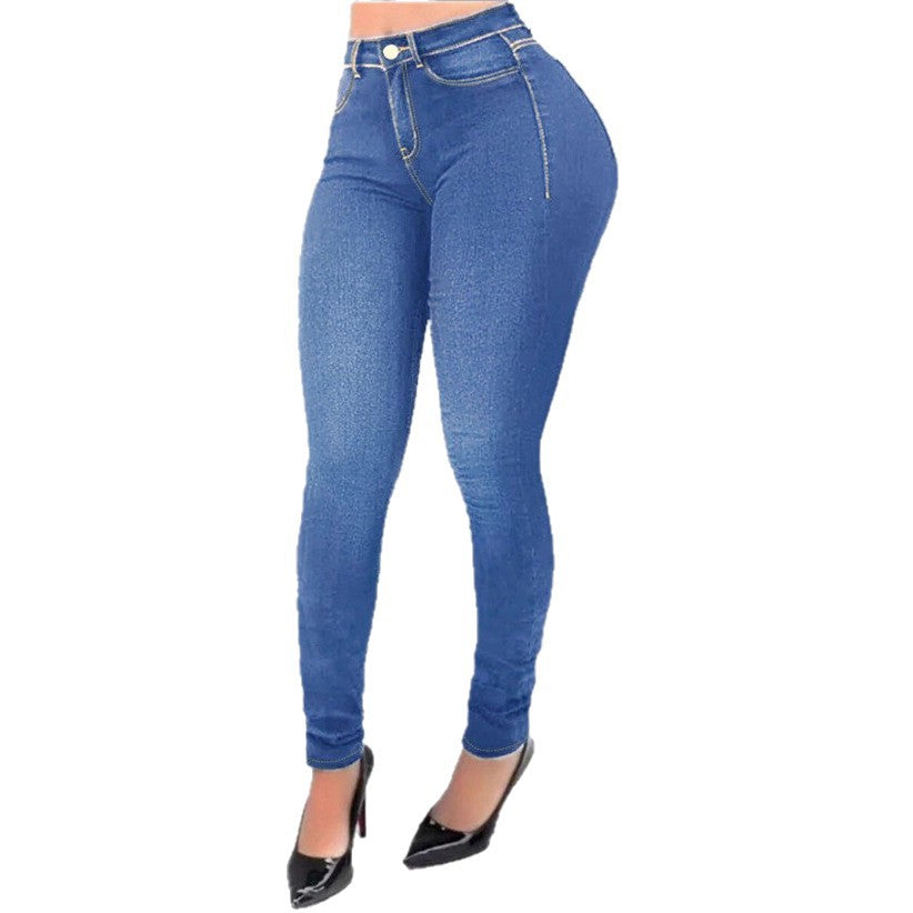 Damen Hochgeschnittene Sculpting-Jeggings im Denim-Look mit Push-up-Effekt Nord Taschen