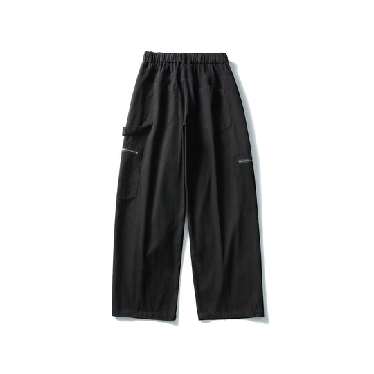 Damen Utility-Cargo-Hose mit weitem Bein, hohem elastischem Bund und Reißverschlusstaschen Nord Taschen