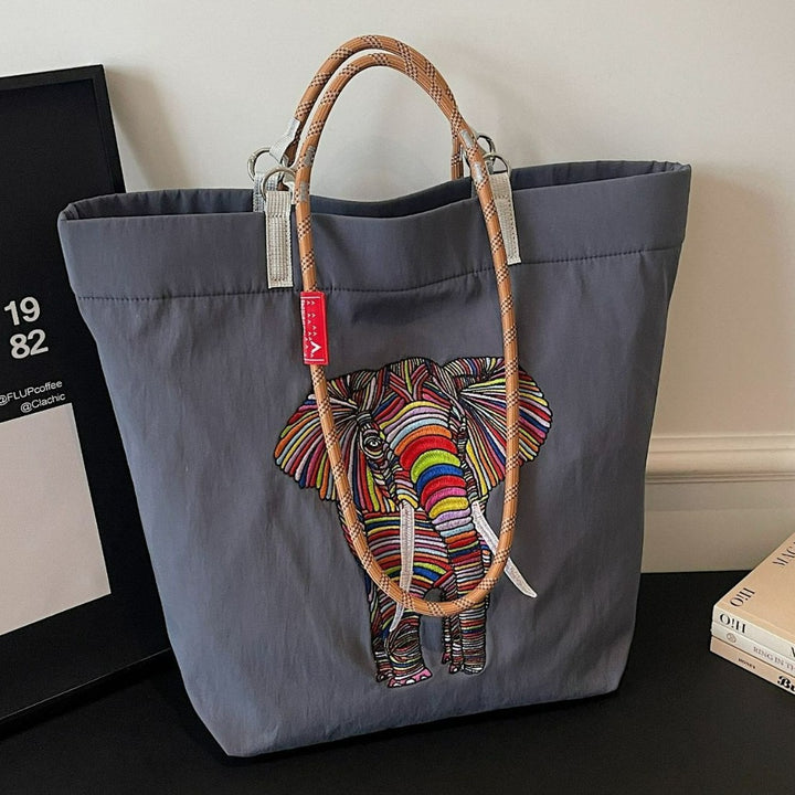Damen Freizeit Tote Tasche mit buntem Elefantenmotiv Nord Taschen