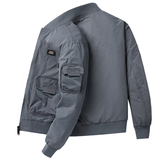 Herren leichter Nylon-Bomber im Utility-Look mit Mehrfachtaschen und Rippbündchen Nord Taschen