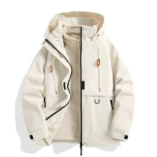 Herren Wattierte Softshell-Funktionsjacke mit Kapuze, Fleece-Innenfutter & verdecktem Reißverschluss Nord Taschen